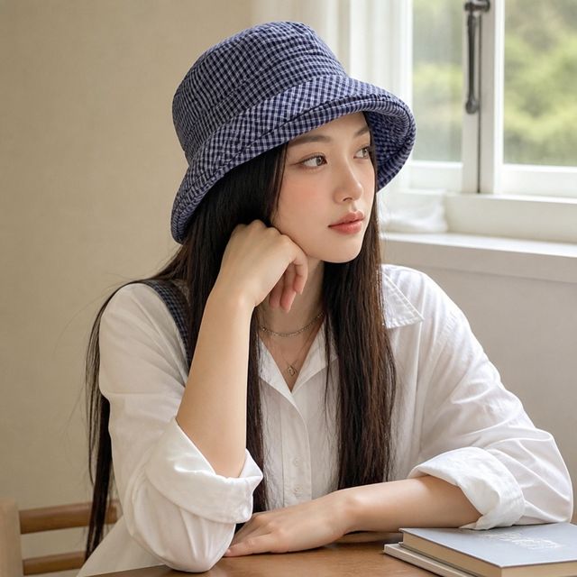 벙거지햇 체크 무늬 모자 사파리햇 2color