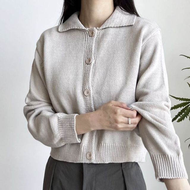 카라 여성 가디건 세미크롭 여자 니트 가디건 4색 니트티 브이넥가디건 여자니트가디건 카디건