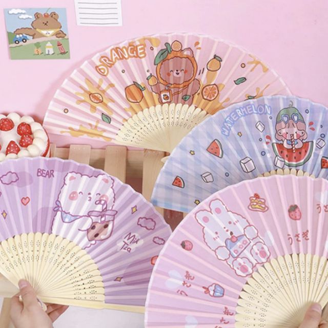 손 부채 캐릭터 전통 접이식