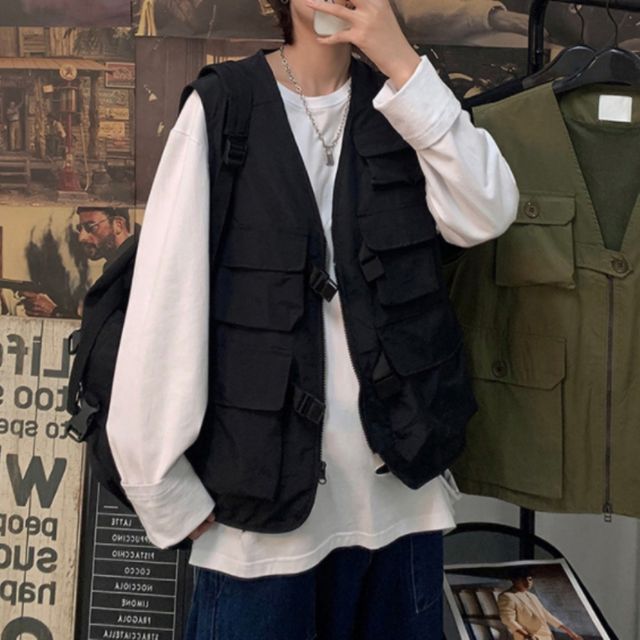 남성 낚시조끼 포켓자켓 블랙 실용적 디자인