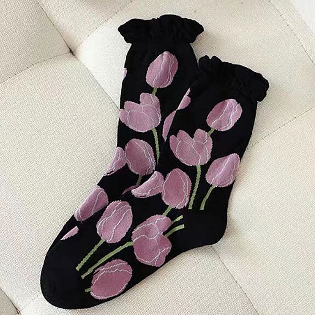 중목양말 여자 프릴 3켤레 패턴