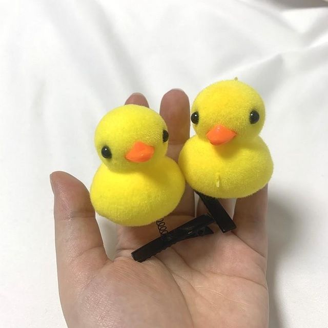 병아리 헤어집게 머리핀 2P 헤어 장식 소품 놀이동산 헤어소품 날 학교 어린이 오리머리핀