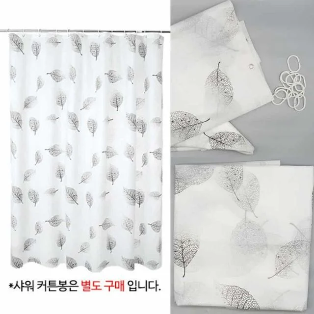 방수 샤워커튼 나뭇잎무늬 욕실샤워커튼 욕실방수커튼 욕조샤워커튼 욕실가림막 화장실커튼