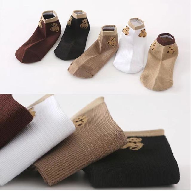 WL 여성 곰돌이 캐쥬얼 학생 캐릭터 스니커즈 단목 양말