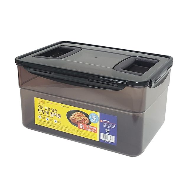 혜명몰 롯데 이라이프 반투명 핸들 김치통 9.0L 젓갈통 밀폐용기 김치용기 냉장쌀통 김장통