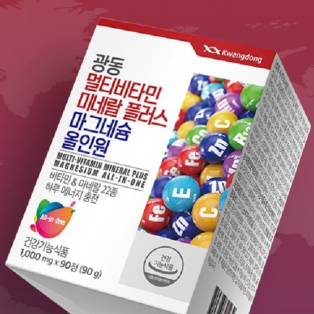건강기능식품 멀티비타민미네랄 플러스 마그네슘 올인원 90정 KS광동