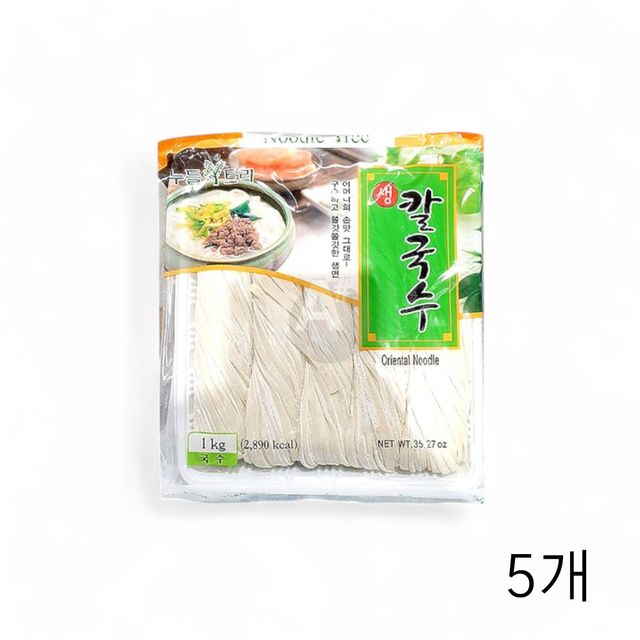 WL 누들트리 생칼국수 1Kg X 5개 생면 칼국수사리 생칼국수면 면요리 칼국수생면 업소용