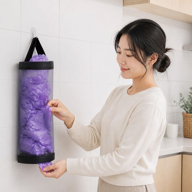 비닐봉지 보관함 주방 정리, 메쉬 망 걸이형 수납
