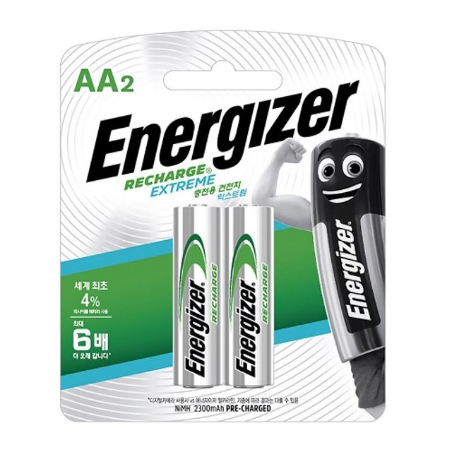 혜명몰 에너자이저 충전건전지 AA Ni-MH 2300mAh 2개입 - 갑 (6개입) 무선키보드건전지 벽시계건전지 마우