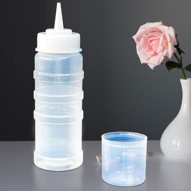 실리콘패킹 잘라쓰는 뚜껑 소스병 중형 400ml 올리브오일병 업소용소스통 플라스틱기름병