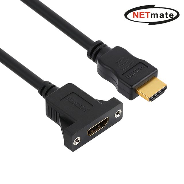 Netmate HDMI v2.0 고정 판넬형 연장 케이블(M/F) 50cm
