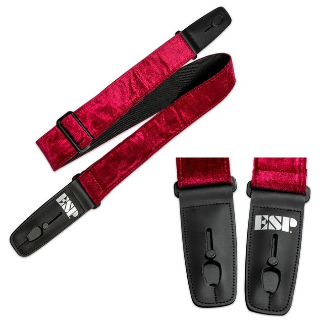 일렉기타스트랩 벨벳 OOAF351 기타스트랩 락킹 Red 방탄재질