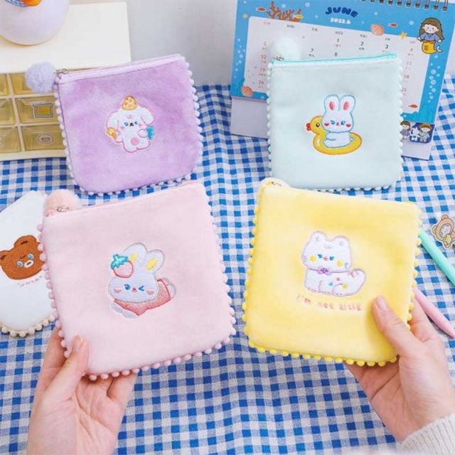 벨벳 자수 생리대 파우치 미니 가방