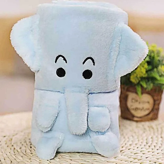 동물담요 푸른코끼리 극세사 휴대용 동물 동물담요
