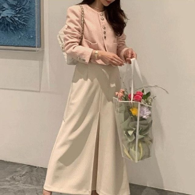 촘촘한 짜임의 자켓 클래식 트위드 가디건
