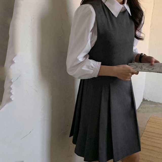 단정한 플리츠 미니원피스 귀여운 베스트 원피스