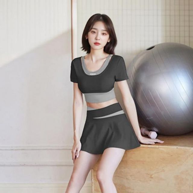 캡내장형 여자스포츠브라탑3부치마팬츠세트 JYMD035+J