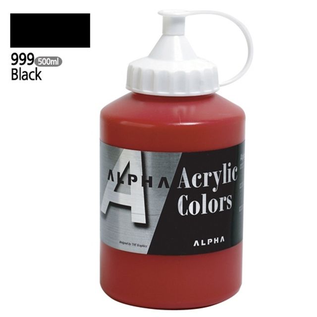 알파 실버 아크릴물감1 500mL 999 블랙 1개입