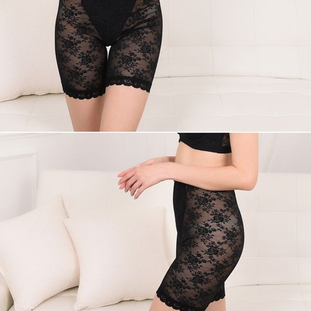 플라워 레이스 복부 이중 파워넷 망사 여성 사각거들