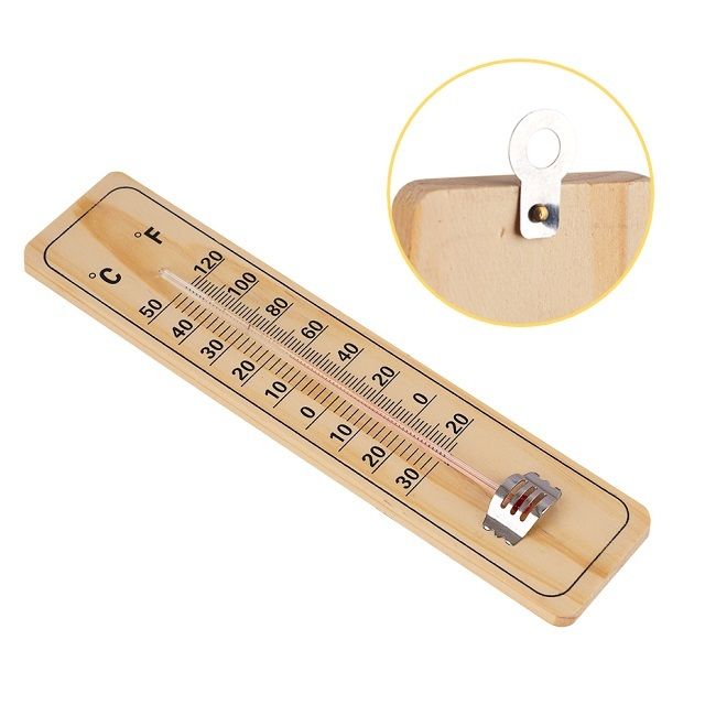 나무판 온도계 걸이형 약22x5cm 섭씨 화씨