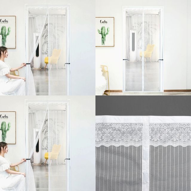 스트라이프 문 모기장 90x200cm 화이트 모기장문 현관방충망