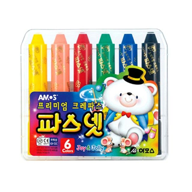 아모스 파스넷 6색 크레파스 파스넷크레파스 색연필