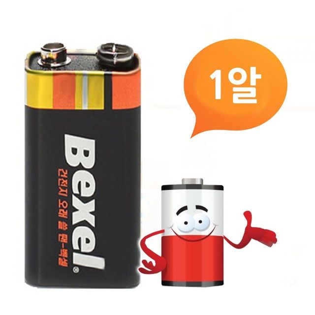 벡셀 9V 망간 건전지 6F22 1P 사각건전지