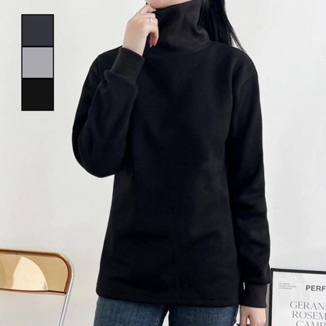 보들보들 면 재질 베이직 컬러 여성 기모 목 폴라티