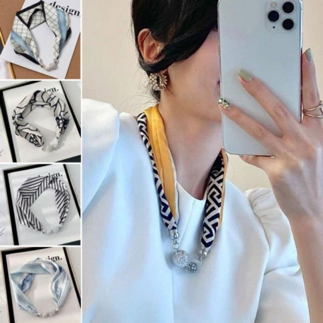 봄 우아한 실크스카프 우아한 캐주얼 봄 목걸이 실크 나들이 스카프 정장