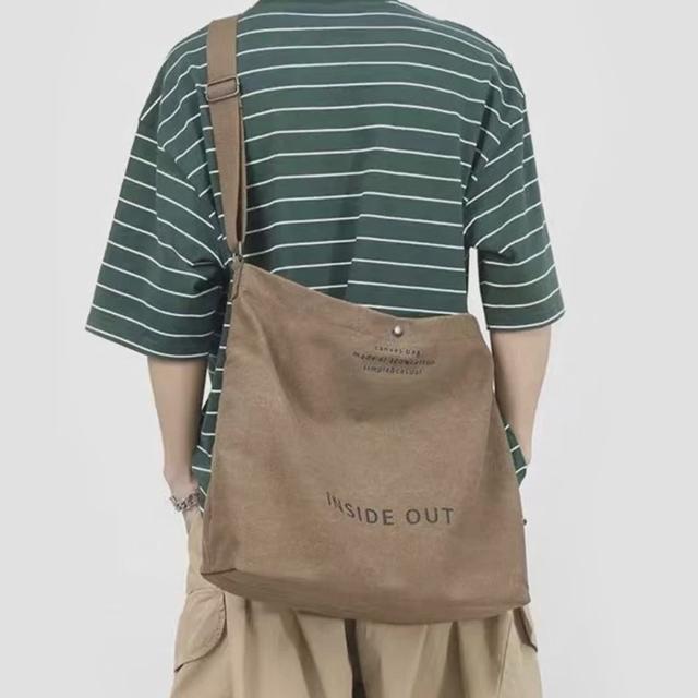 남성 간편 외출 가방 모던 레터링 캔버스 크로스백