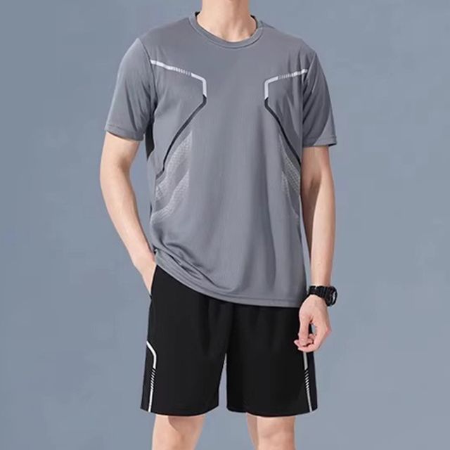 남성 통기성좋은 트레이닝셋업 경량 스판 반팔 반바지