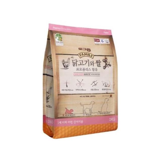 독 사료 훼미리 닭고기와 쌀 퍼피 2kg 강아지 사료