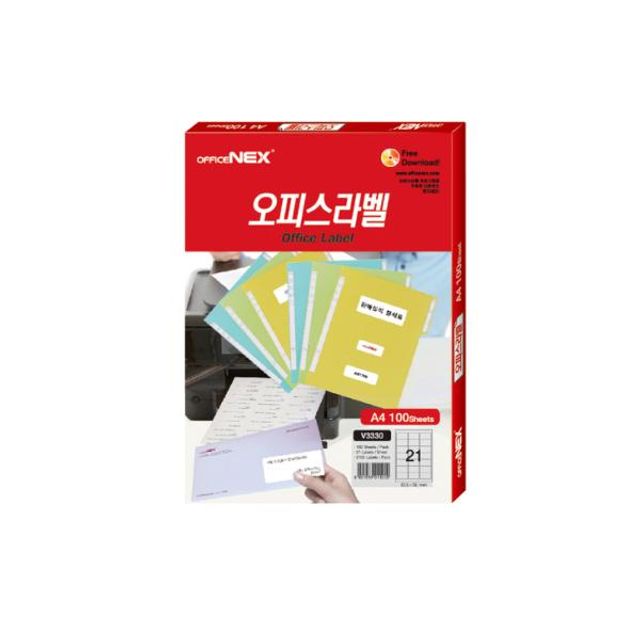 오피스라벨 21칸 100매 V3330 사무용 라벨 프린터 호환