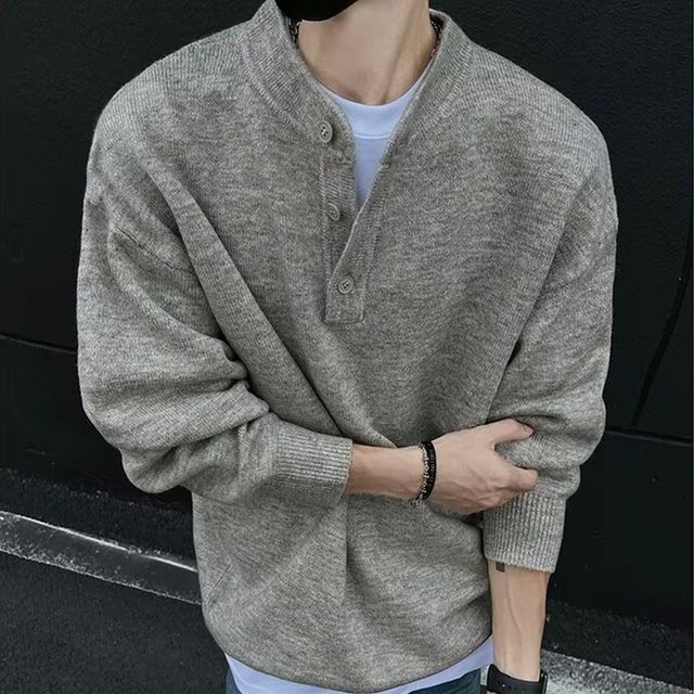 MFNC050200 - 남성 헨리넥 데일리 캐주얼 니트 스웨터