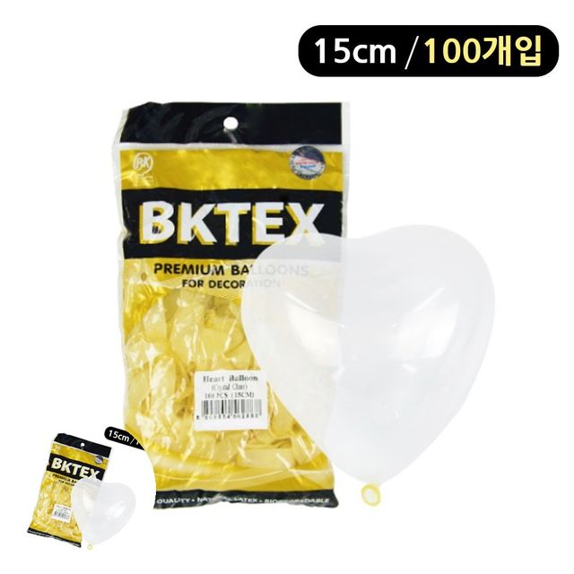 혼합풍선 고무풍선 클리어 일반 하트풍선 15cm 100개입