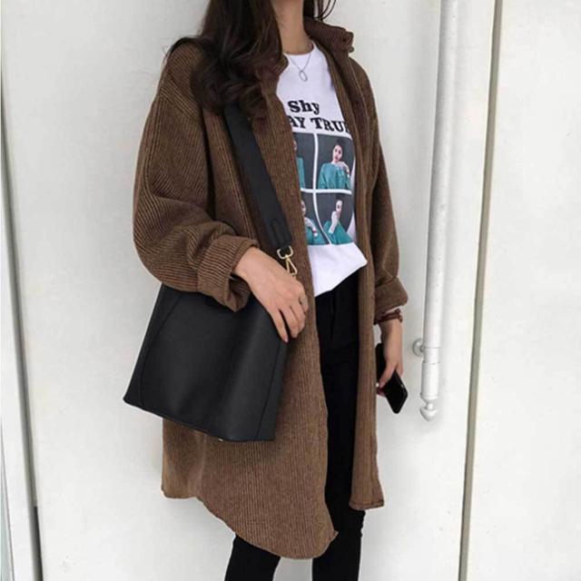 여자 롱 셔츠 코듀로이 자켓 그레이 브라운 데일리
