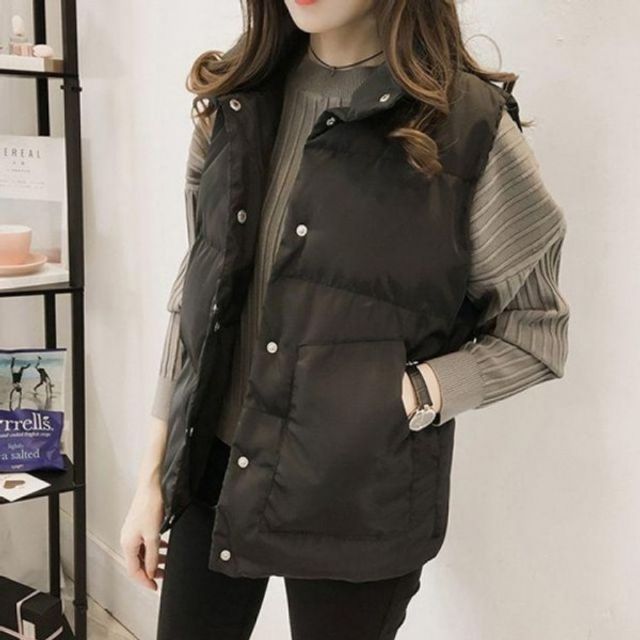 여성 경량 베스트, 솔리드 슬리브리스 재킷 레이디 패딩
