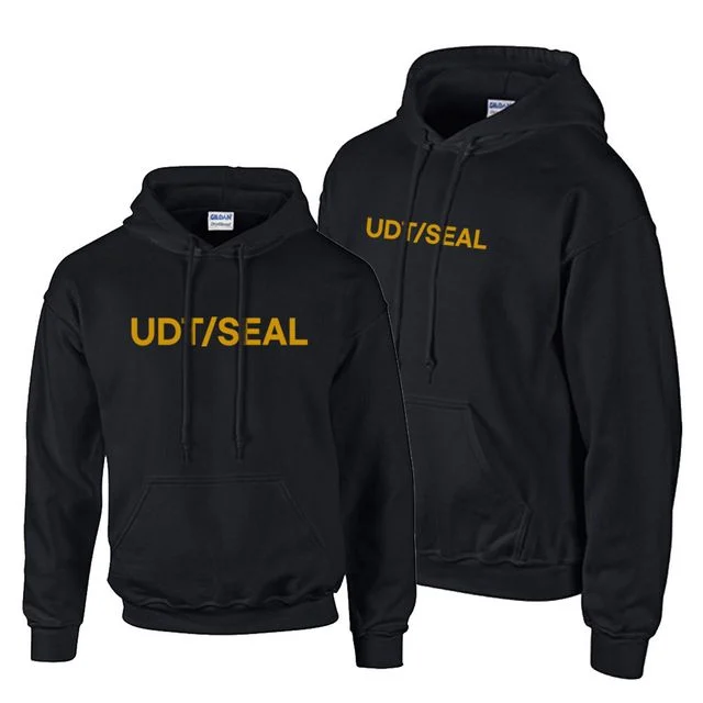 기모 후드티 블랙 옐로우 UDT SEAL 디자인