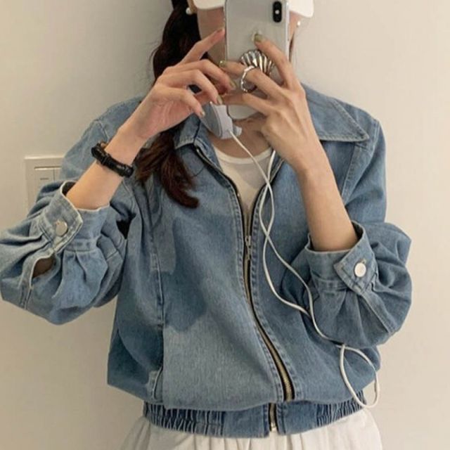 간절기 데님 지퍼 자켓 루즈핏 봄 가을 캐주얼 남녀공용 데일리 아우터 점퍼