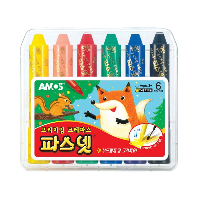 크레파스 파스넷 6색 파스넷 부드러운크레용 크레파스