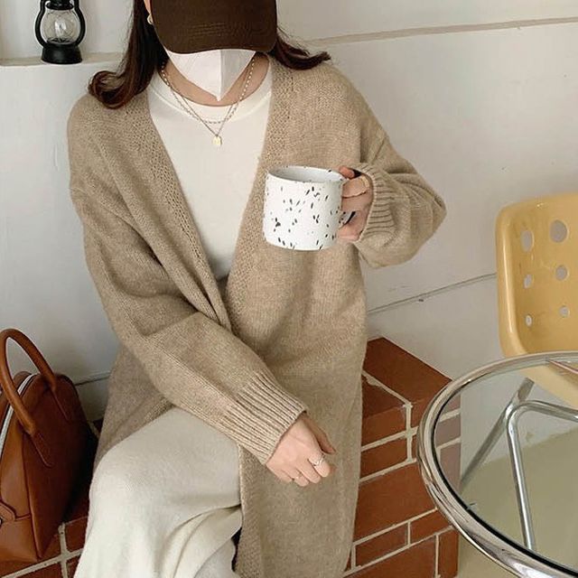 여성 스탠다드 로브 롱가디건 1P 노버튼 봄 가을 자켓