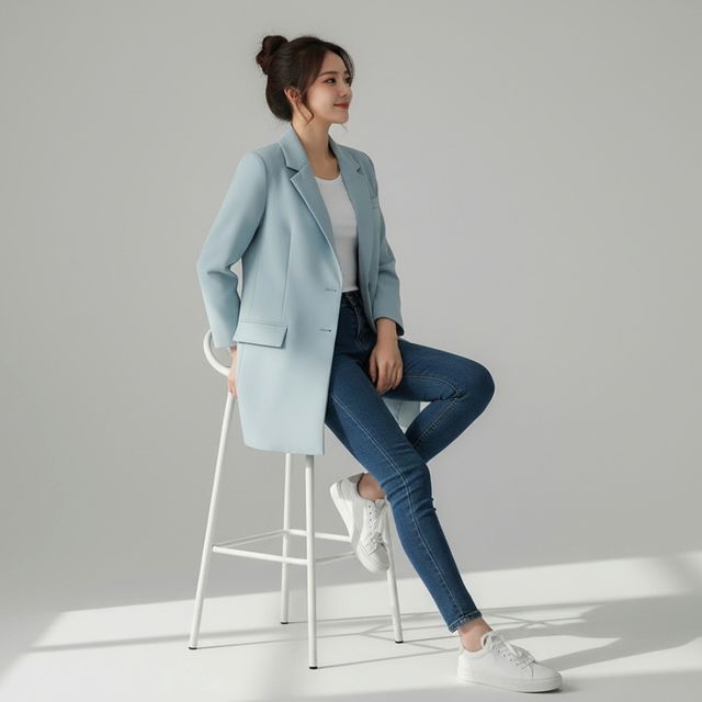 3컬러 여성 트렌디한 봄 가을 간절기 롱 정장 자켓