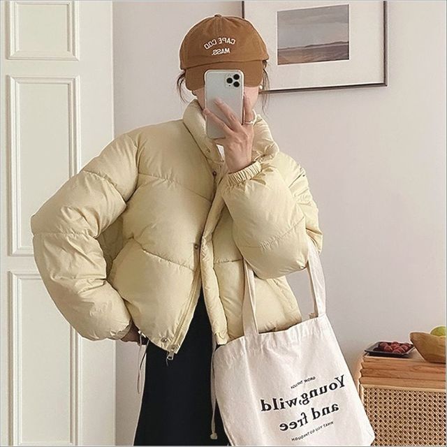 보온 자켓 세미크롭 패딩 숏패딩 아우터 여자 겨울 5컬러