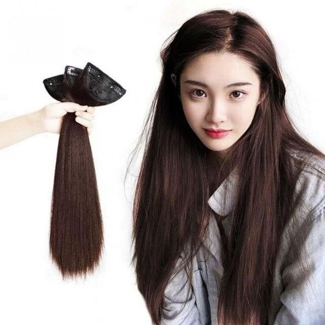 레드브라운 45cm 인모 헤어피스 가발 45cm 컬러 헤어 연장 45cm