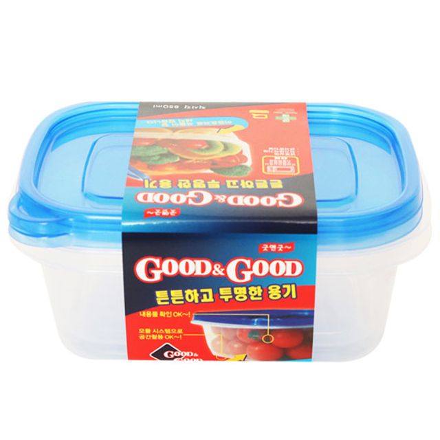 혜명몰 굿앤굿지퍼락850ml(직사각 2P) 식품용기 대형밀폐용기 냉동실보관용기 사각밀폐용기 냉장고보관용기
