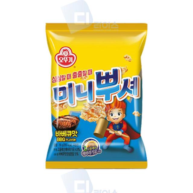 오뚜기 미니뿌셔 바베큐맛 25봉(5봉x5입) 라면땅 과자