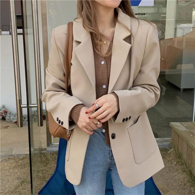 봄 가을 데일리 간절기 아우터 베이직 투버튼 자켓 하객룩 오피스룩 출근룩