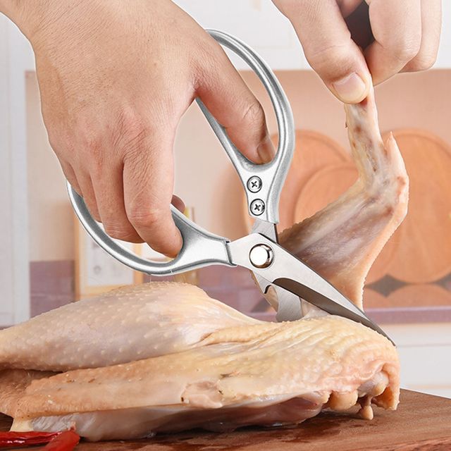 강력 컷팅 양손 주방가위 실버 가정용가위