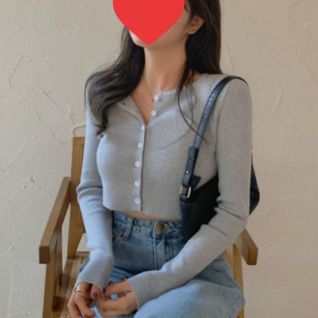 여성 여름 데일리 캐주얼 크롭 버튼 가디건