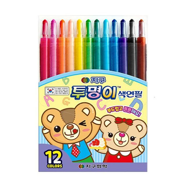 어린이 드로잉 필기구 투명 색연필 12색 미술 학습 놀이용 색칠 도구 세트